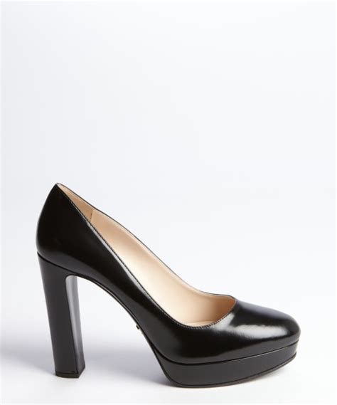 prada black pkatform pumps|Prada pumps block heel.